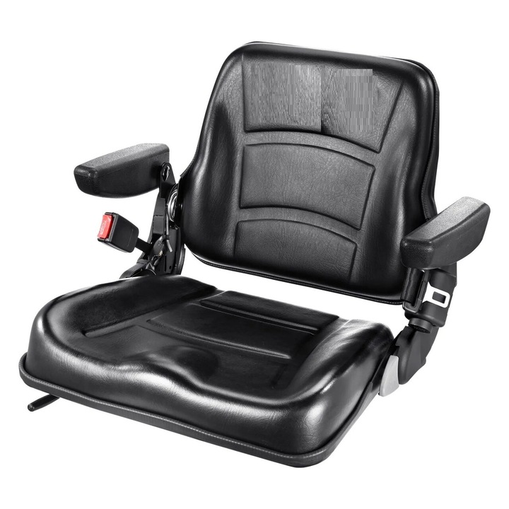 Scaun universal pentru Tractor/Stivuitor, spatar reglabil, 595 × 520 × 455 mm, senzor, piele sintetica, cotiere
