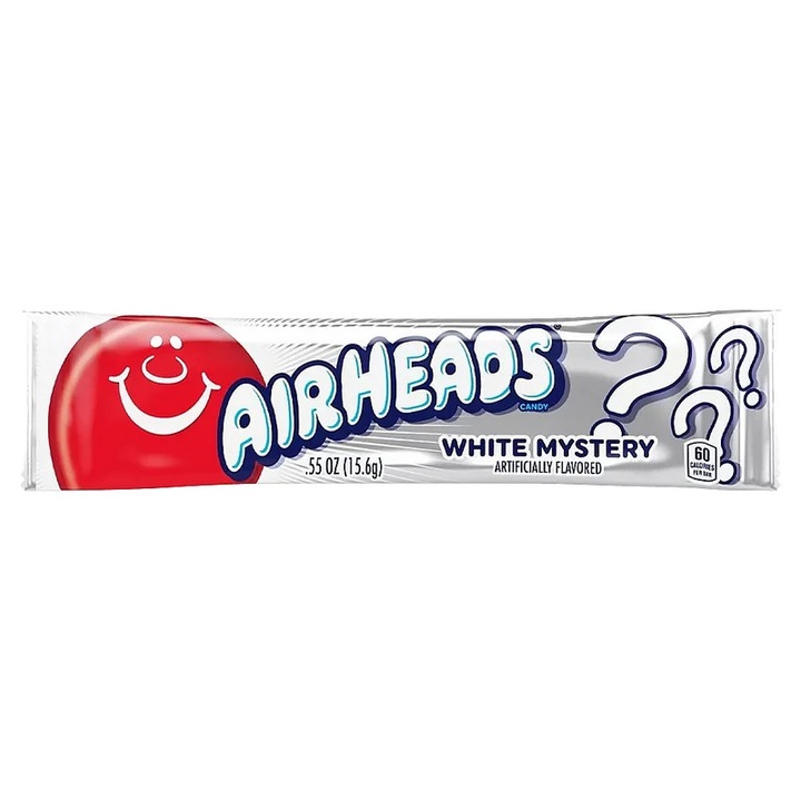 Airheads White Mystery – Baton de bomboana masticabila cu aroma surpriza, 15 g