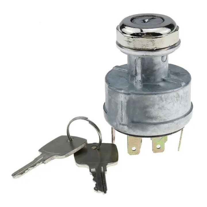 Lacat din metal pentru tractoare set 1x lacat 2x chei argintiu