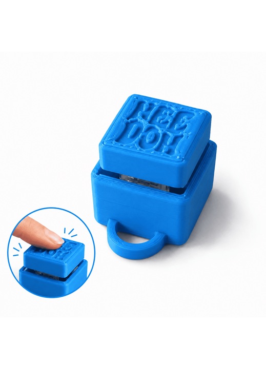 NeeDoh Fidget Clicker kulcstartó, stresszoldó, billentyűzet hang, kék, műanyag, 3D nyomtatott, 34x25x30 mm
