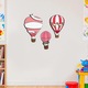 Decoratiuni perete copii baloane aer cald lemn set 17x26cm roz alb