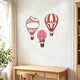 Decoratiuni perete copii baloane aer cald lemn set 17x26cm roz alb