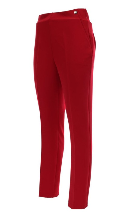 Pantaloni dama, Motivi, rosii, cu talie inalta, model clasic, cu fermoar la spate, Rosu, 44
