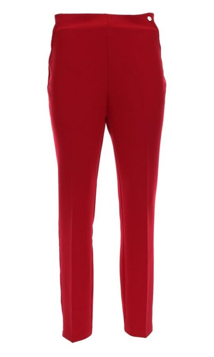 Pantaloni dama, Motivi, rosii, cu talie inalta, model clasic, cu fermoar la spate, Rosu, 44