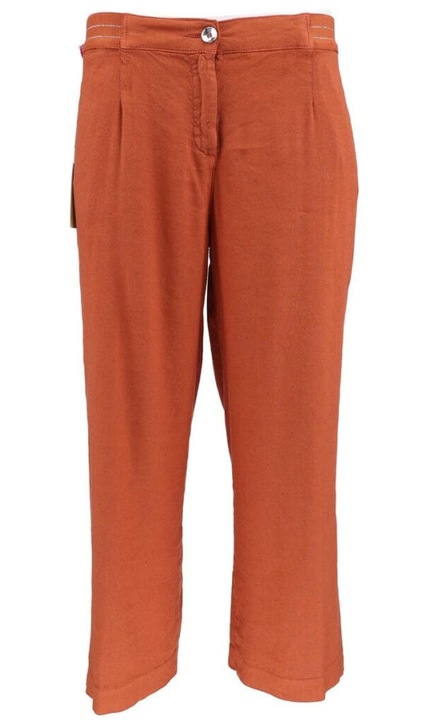 Pantaloni dama, Iber, eley, vara din in si vascoza, model culotte, Portocaliu, 44