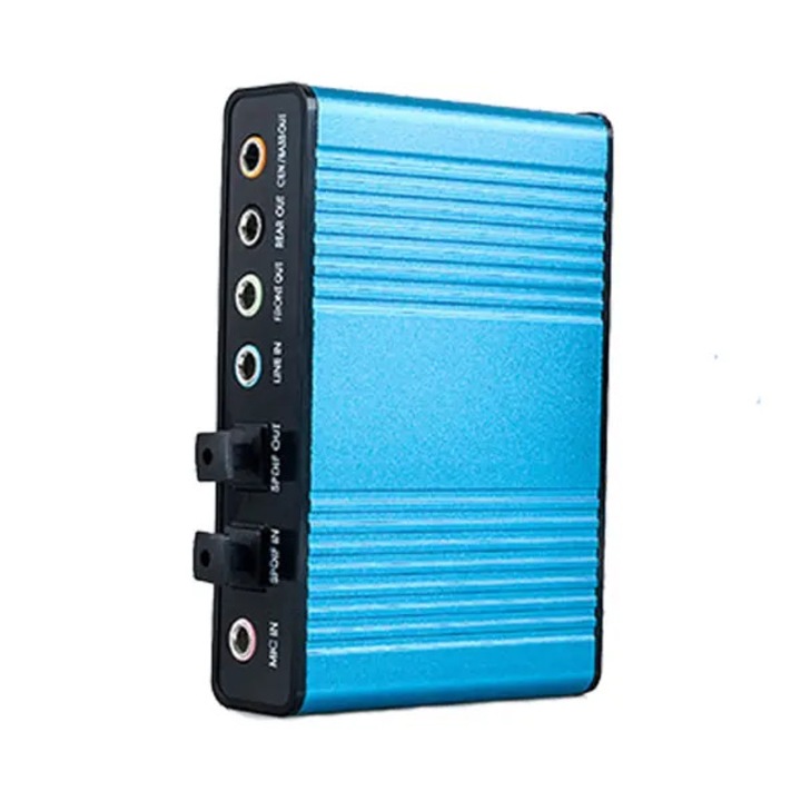Външна USB 5.1 звукова карта, синя, 12x5x2см