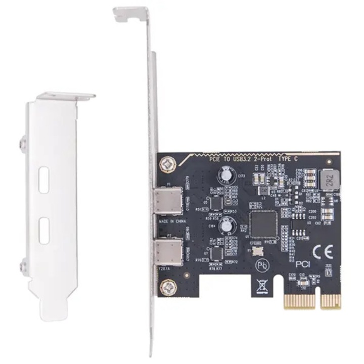 Платка за разширение PCIe USB 3.2 Gen1, 2 порта Type-C, 5Gbps, черна