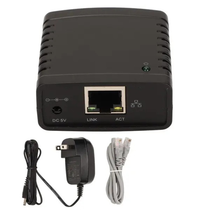 Server imprimare USB RJ45 LAN negru 10/100Mbps compact