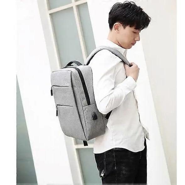 Rucsac laptop business, capacitate mare, gri deschis, 34x44x13cm