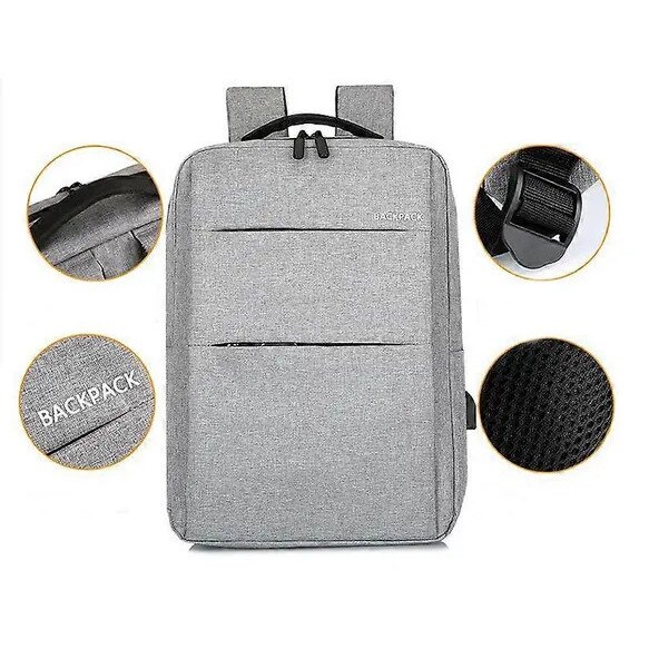 Rucsac laptop business, capacitate mare, gri deschis, 34x44x13cm