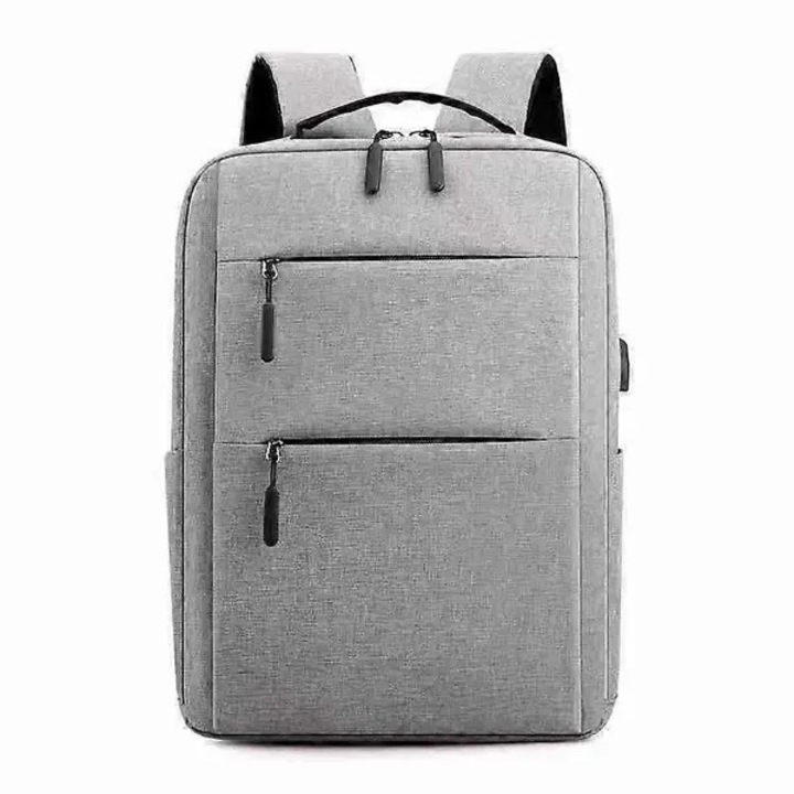 Rucsac laptop business, capacitate mare, gri deschis, 34x44x13cm