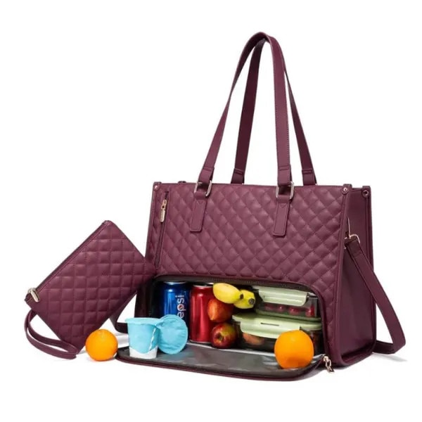 Geanta laptop 2in1 cu compartiment termoizolant, rosu vin, 36.8x15.2x14cm