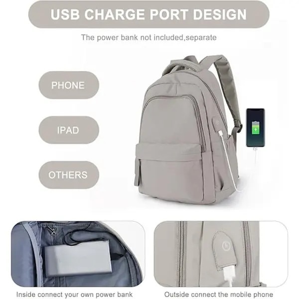 Rucsac laptop impermeabil 20 inch gri capacitate mare USB incarcare