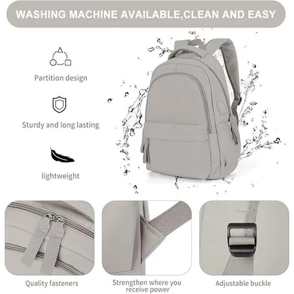 Rucsac laptop impermeabil 20 inch gri capacitate mare USB incarcare