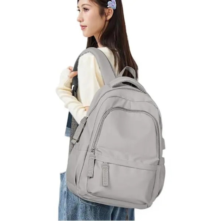 Rucsac laptop impermeabil 20 inch gri capacitate mare USB incarcare