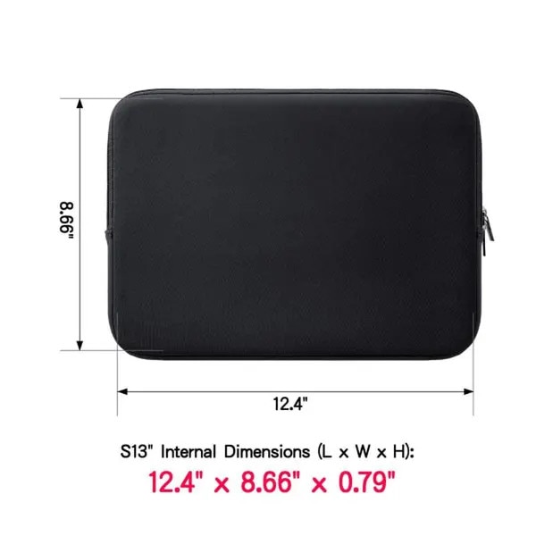 Husa laptop 13.3x13.6 inch, negru, protectie bazica, fermoar neted