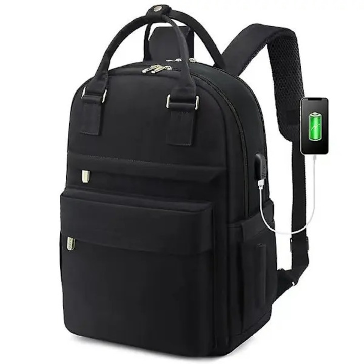 Rucsac laptop 15.6 inch, compartimente multiple, USB, gri albastru, 30x45x18cm