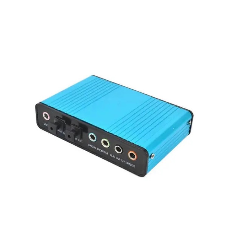 Външна звукова карта 5.1 7.1 USB синя 89x69x21mm