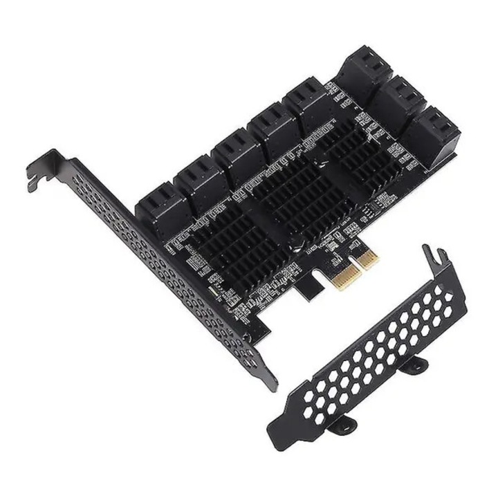 PCI-E към SATA3 разширителна платка, 16 порта, черна, 120x120mm