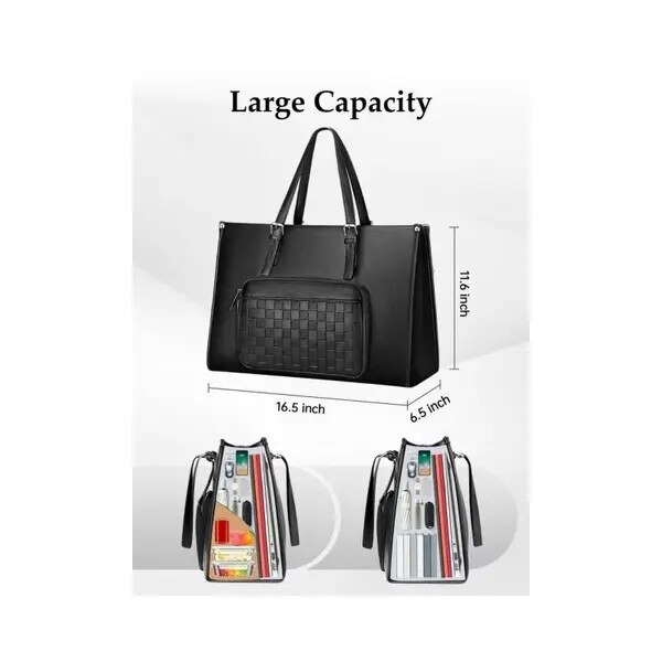 Geanta laptop cu compartiment termoizolant pentru pranz, impermeabila, neagra, 16.5x6.5x11.6inch