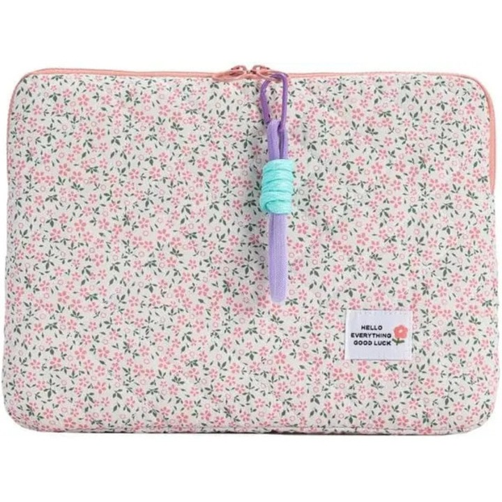 Husa laptop 13 inch roz kawaii cu buzunare multiple