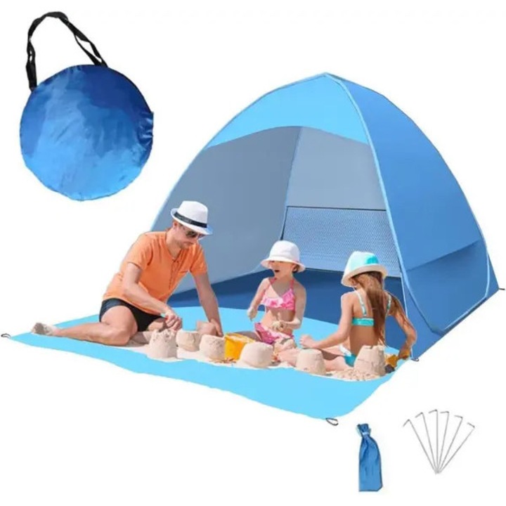 Cort pop-up 200x165x130cm pentru plaja, protectie UV, 3-5 persoane
