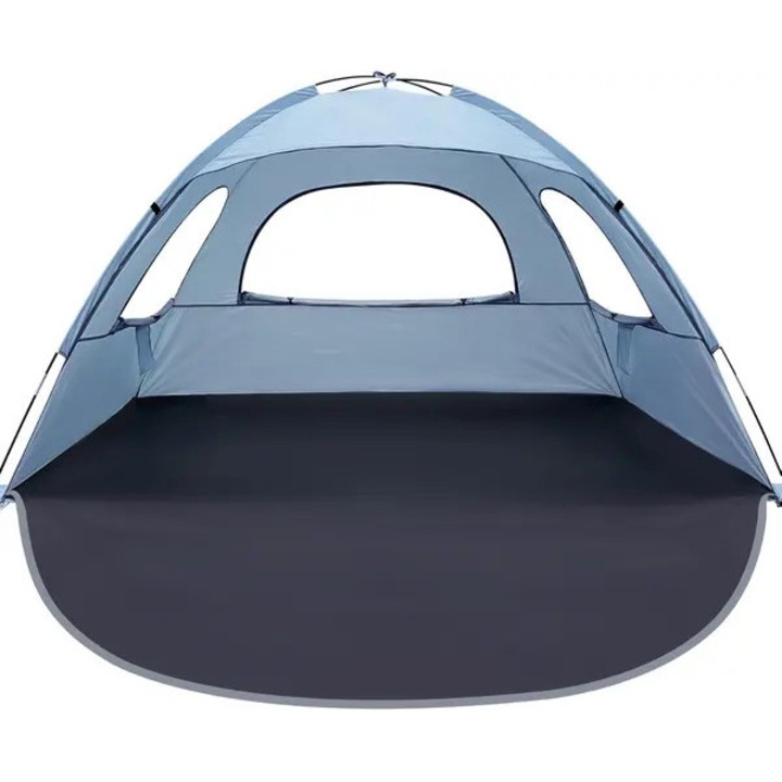 Cort plaja pop-up, anti-UV UPF 50+, 3 ferestre ventilare, albastru, 210x150x110cm