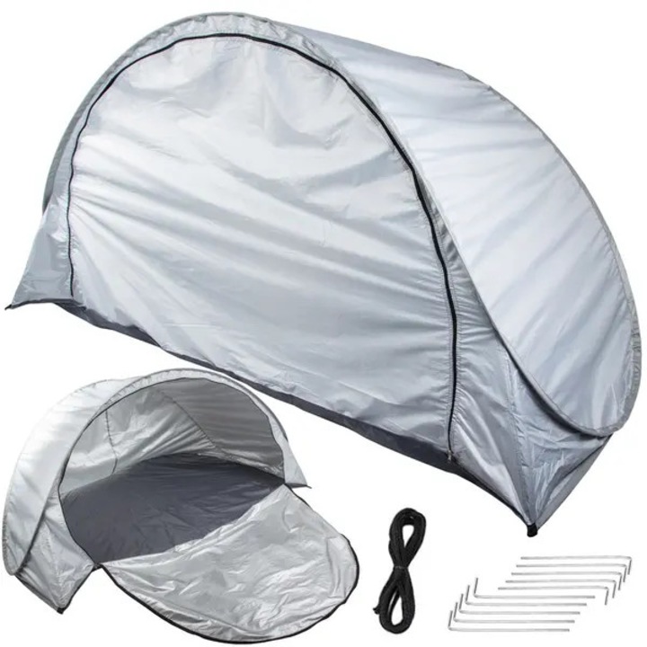 Cort plaja autoextensibil, protectie UV, gri, 195x120x95cm