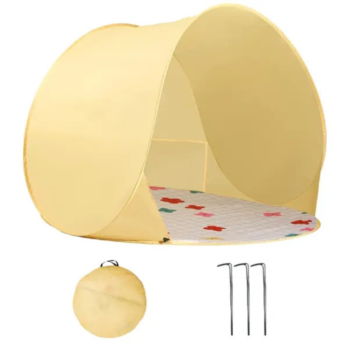 Cort plaja portabil, 145x145x109cm, protectie UV, ventilat, cadru pop-up