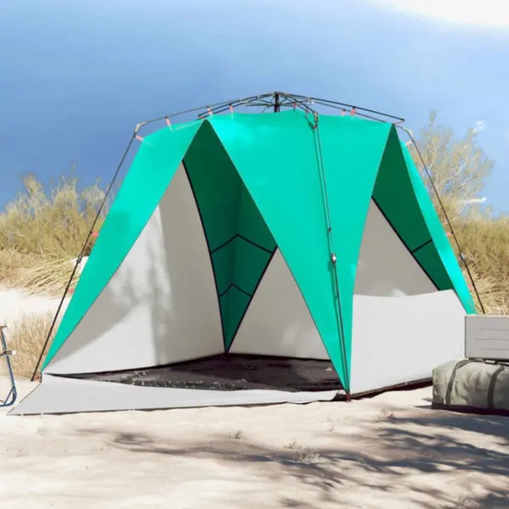 Cort plaja 4 persoane impermeabil verde marin 241x240x200cm