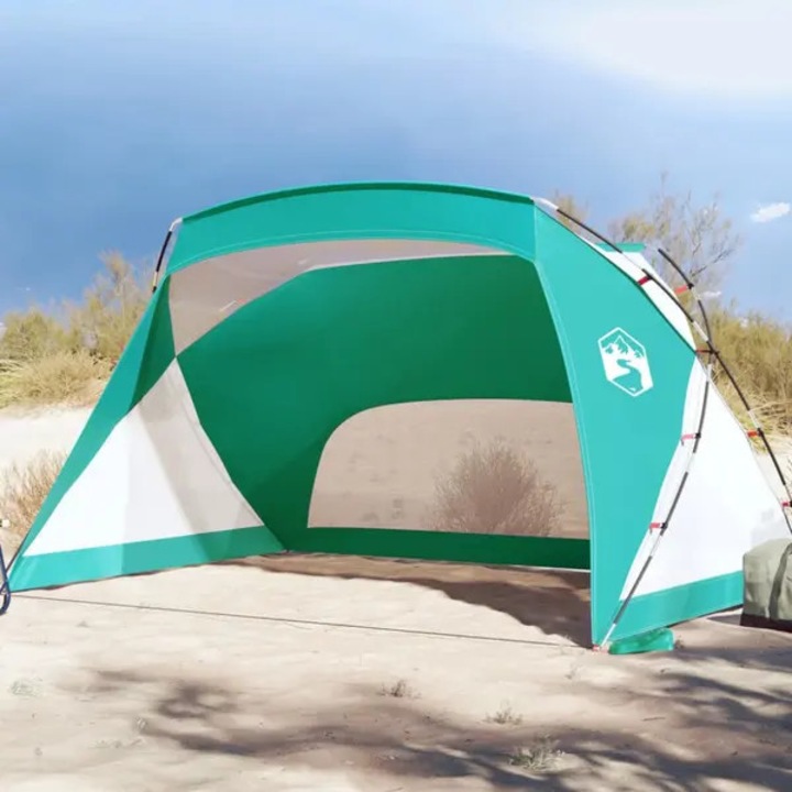 Cort plaja 274x178x170/148 cm verde marin, poliester impermeabil, usor, cu plase ventilate