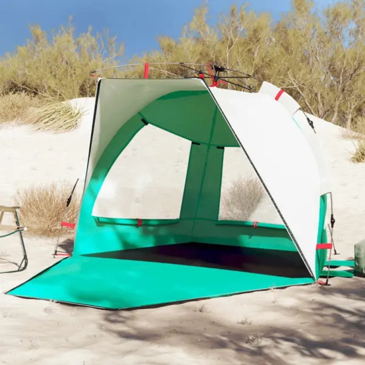 Cort plaja 2 persoane verde marin 224x138x142cm impermeabil