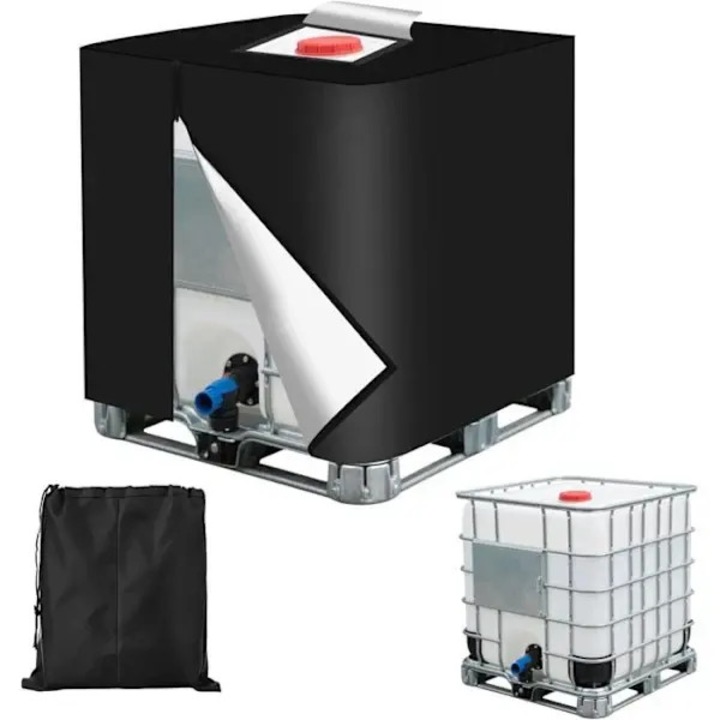 Set 2 huse protectie IBC 420D impermeabil UV negru 116x100x120cm