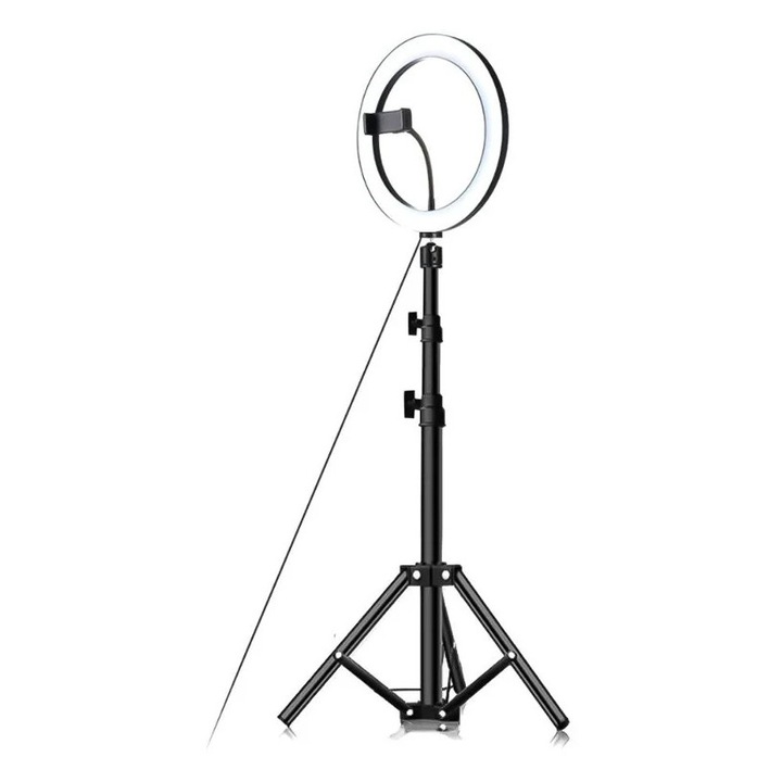 26 cm-es LED körfény kihúzható állvánnyal és telefontartóval, állítható, többszínű, 60x190cm