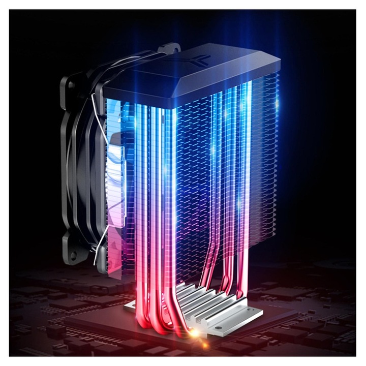 PC hűtőventilátor PWM RGB 3 réz hőcső 9cm többszínű 128x93x63mm