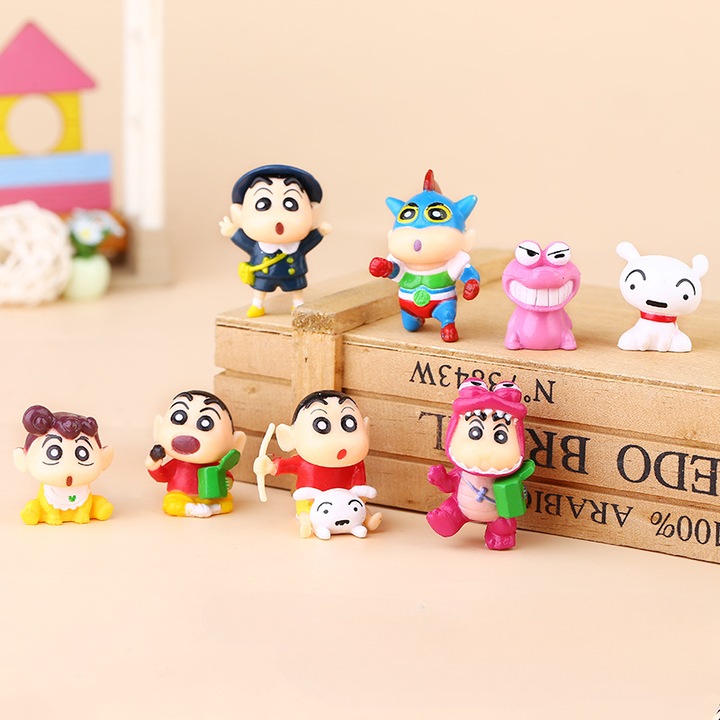 Комплект от 8 фигурки Crayon Shin-chan XongSyue многоцветни малки декорации за колекция