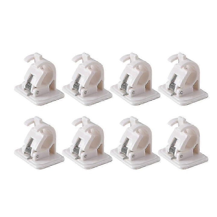 Set 8 Suporturi Autoadezive pentru Bara Perdea, Alb, 4.2x3.2x4.5cm