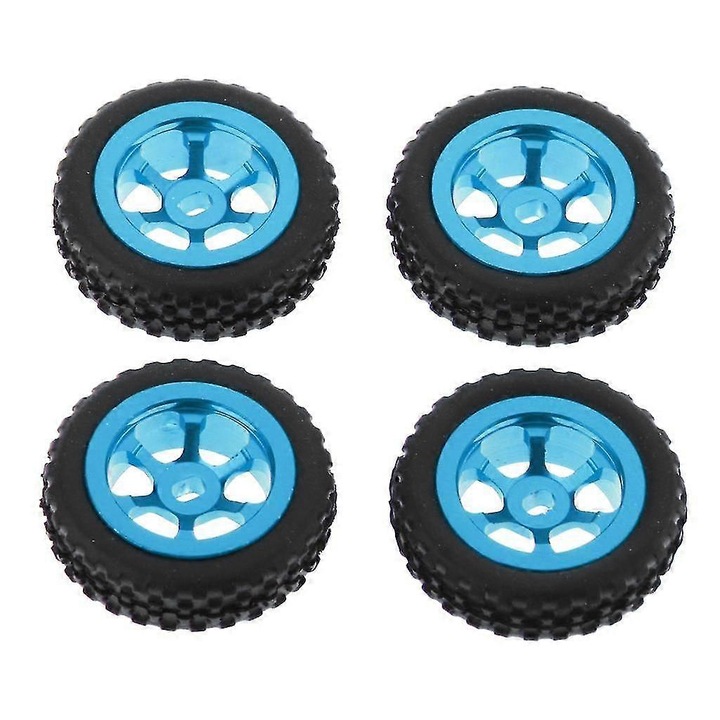 4 db sárga fém gumi kerék készlet 2.7cm 1/28 méretarányú autómodellekhez