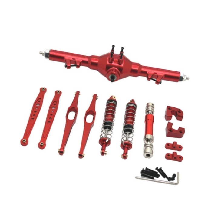 Kit fém hátsó tengely frissítés RC 1/12 autókhoz, piros, szett