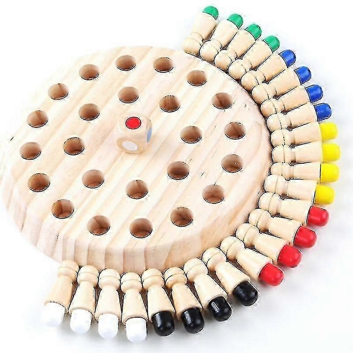 Joc de memorie lemn copii, puzzle color, 3+ ani