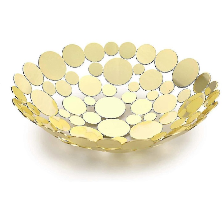 Cos fructe aluminiu 30x9cm, design decupat, argintiu