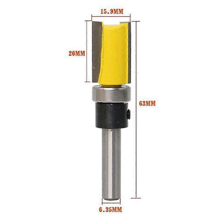 Freza de frezat, 15.9x20x63mm, cimentat carbide, argintiu
