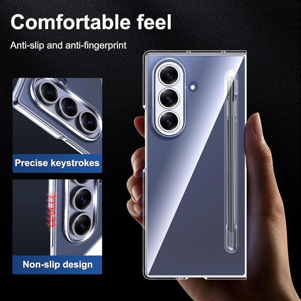 Carcasa transparenta TPU pentru Samsung Galaxy Z Fold 8 Ultra cu suport S Pen si protectie 360, set 2 piese