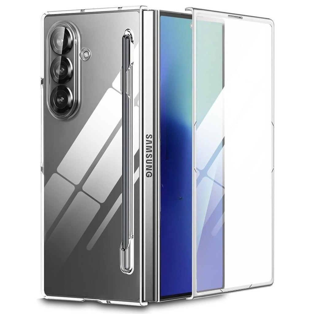 Carcasa transparenta TPU pentru Samsung Galaxy Z Fold 8 Ultra cu suport S Pen si protectie 360, set 2 piese