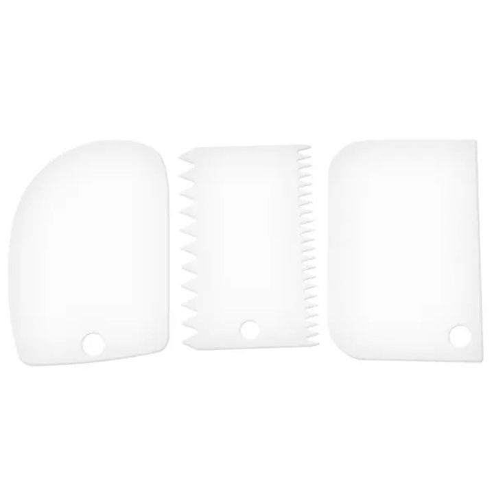Set 3 raclete albe pentru aluat, plastic, 12x8cm 11x7.5cm 12x8.5cm
