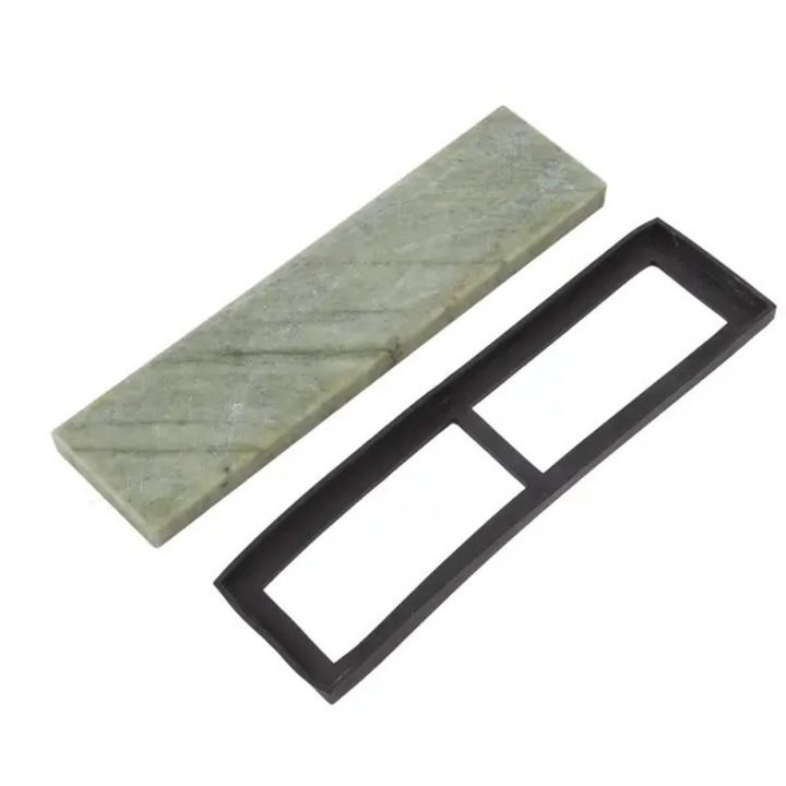 Piatra ascutitoare cu granulatie 10000, 20x5x1.2cm, beryl natural, cu suport, pentru bucatarie