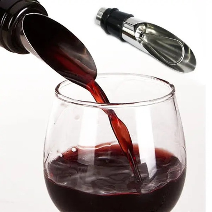 Aerator vin si dop flexibil metalic si cauciuc pentru sticle standard