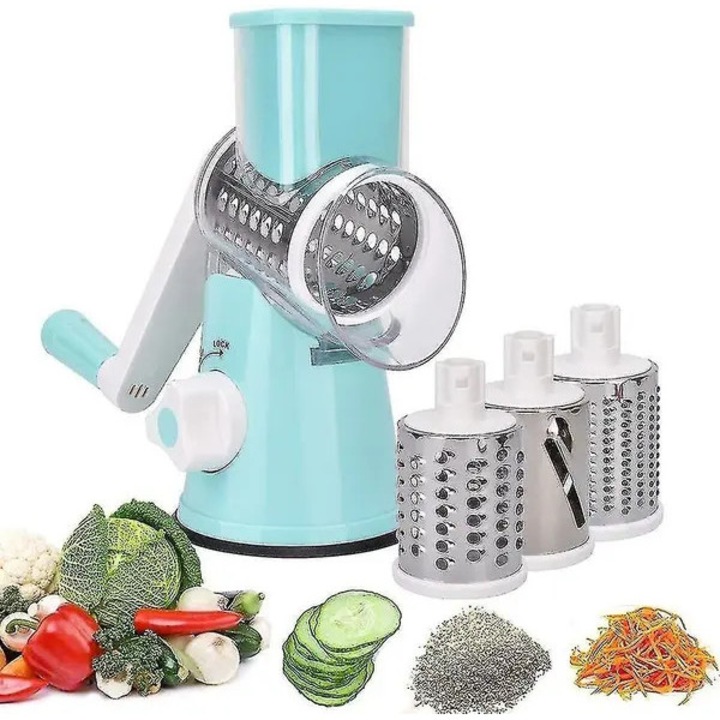 Razatoare rotativa legume fructe, set 3 lame, alb, 15x15x20cm