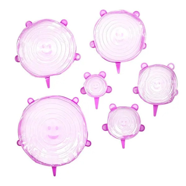 Set 6 capace silicon roz elastic 6x19cm reutilizabile