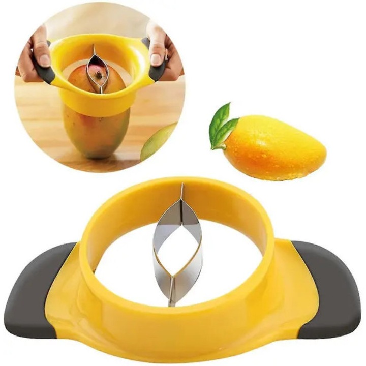 Set 2 feliatoare mango si scobitor piersici, lame inox, maner cauciuc ergonomic